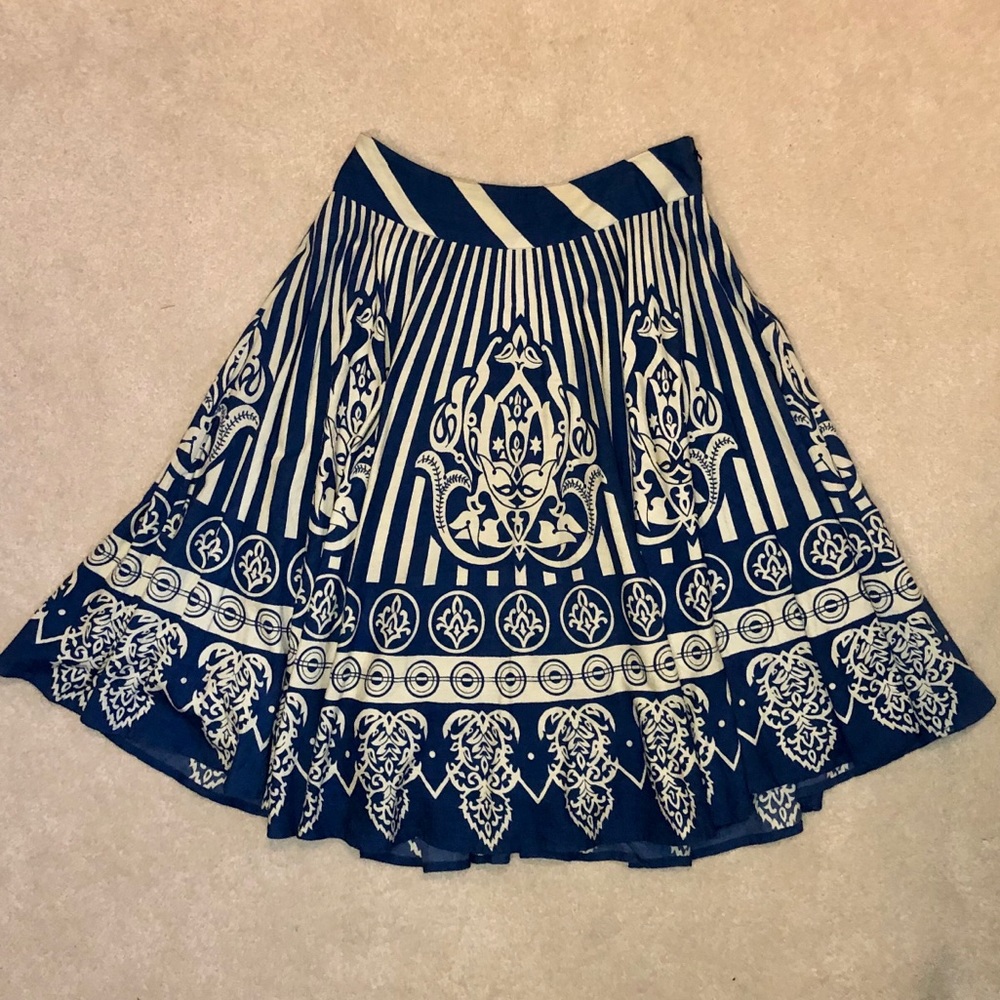 Anthropologie Blue & White Skirt